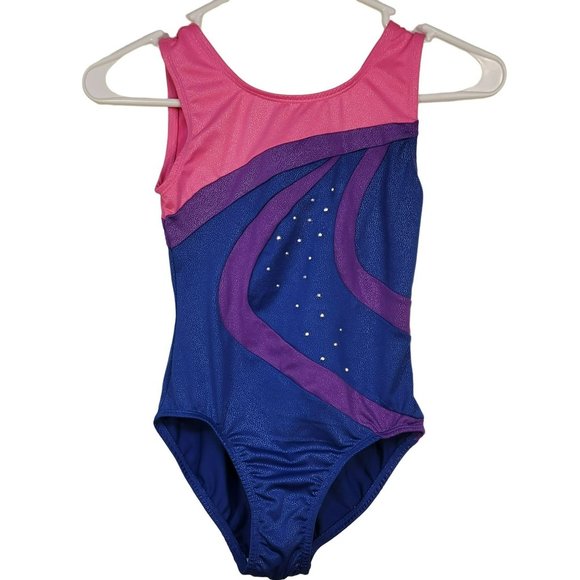 Freestyle Other - Freestyle Girls Size 7/8 Medium Leotard Pink Purple Blue Embellished